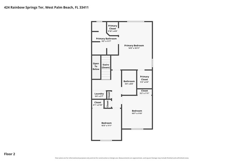 2,815/Mo, 424 Rainbow Springs Terrace Unit Building 44, Unit D Royal Palm Beach, FL 33411 Floor Plan View 2