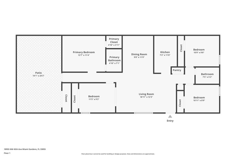 2,695/Mo, 18955 NW 45th Ave Miami Gardens, FL 33055 Floorplan View