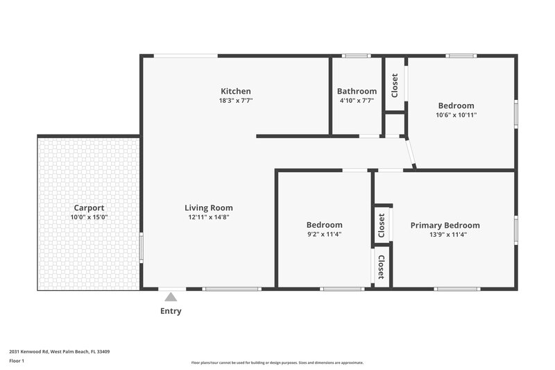 2,560/Mo, 2031 Kenwood Rd West Palm Beach, FL 33409 Floor Plan View