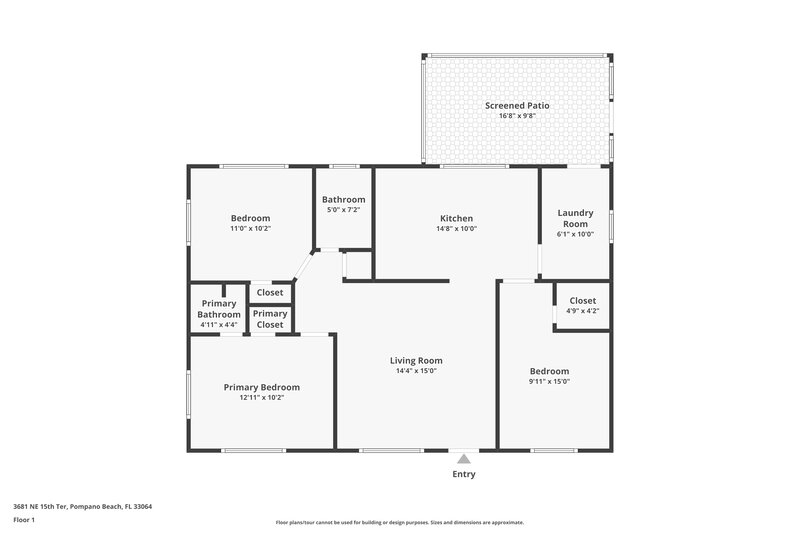 2,215/Mo, 3681 NE 15th Terrace Pompano Beach, FL 33064 Floor Plan View