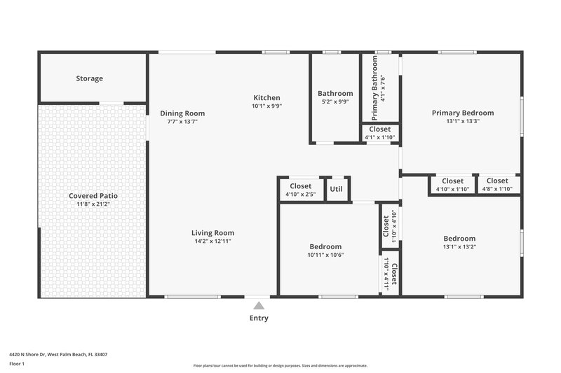 2,250/Mo, 4420 North Shore Drive West Palm Beach, FL 33407 Floor Plan View
