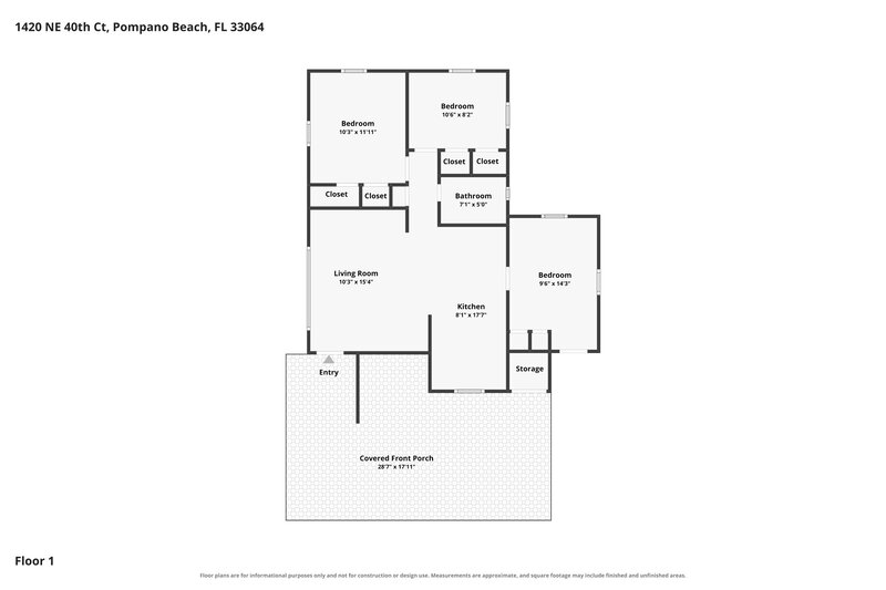 2,360/Mo, 1420 NE 40th Court Pompano Beach, FL 33064 Floor Plan View