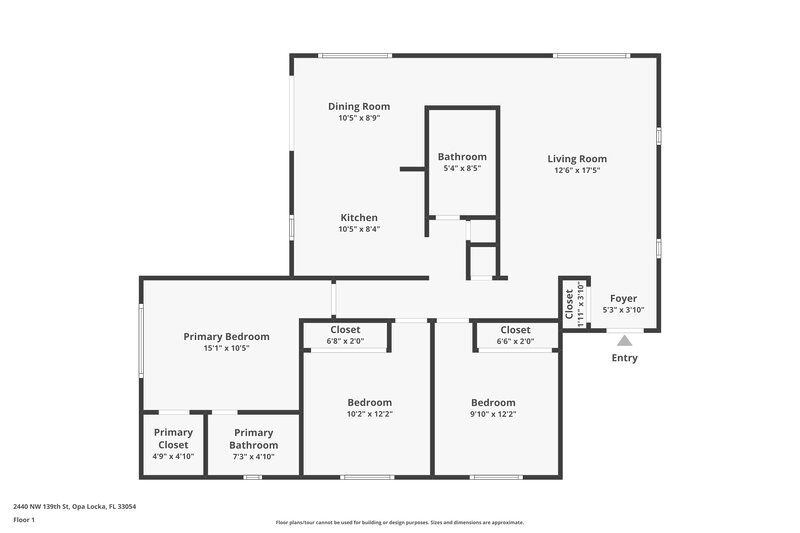 2,430/Mo, 2440 NW 139th St Opa-Locka, FL 33054 Floor Plan View