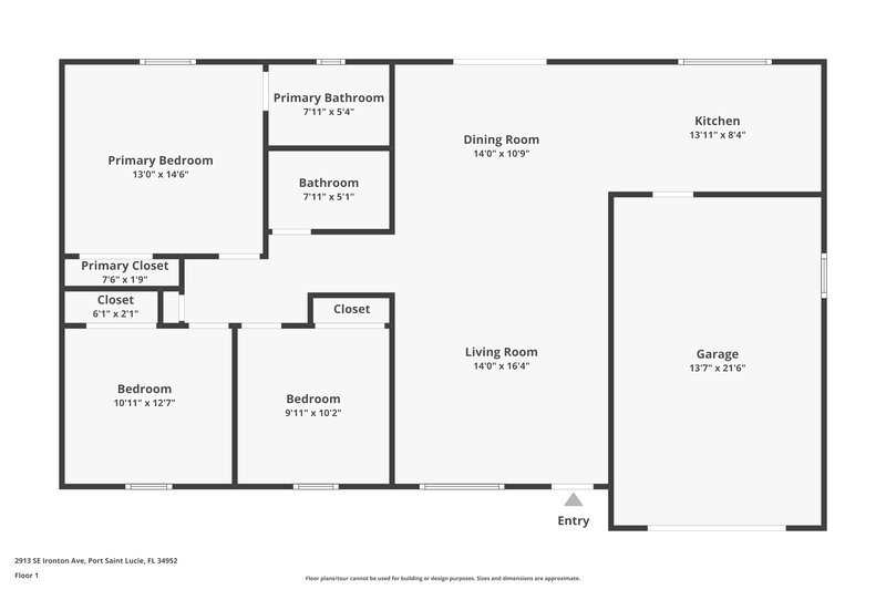 2,085/Mo, 2913 SE Ironton Avenue Port Saint Lucie, FL 34952 Floor Plan View