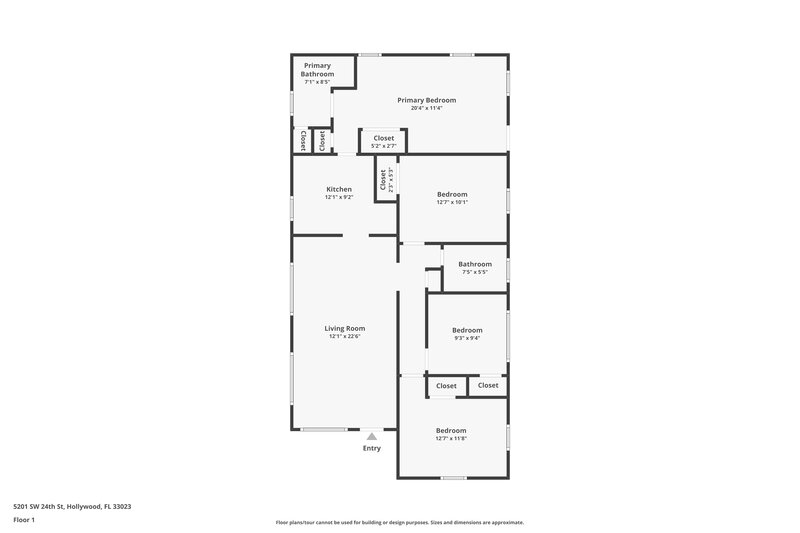 2,555/Mo, 5201 SW 24th Street West Park, FL 33023 Floor Plan View