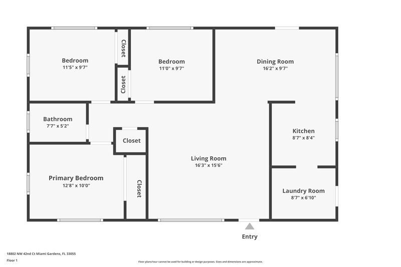 3,790/Mo, 18802 NW 42nd Court Miami Gardens, FL 33055 Floor Plan View
