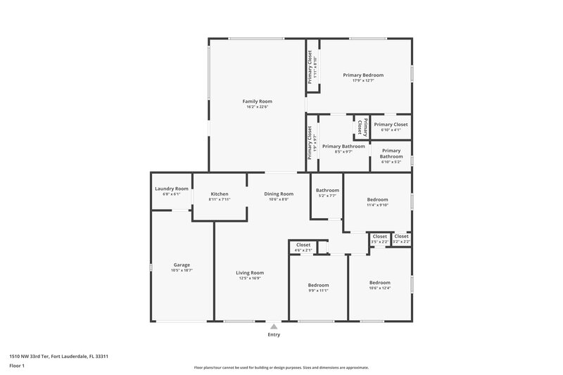 3,240/Mo, 1510 NW 33rd Terrace Lauderhill, FL 33311 Floor Plan View