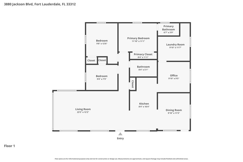 2,765/Mo, 3880 Jackson Boulevard Fort Lauderdale, FL 33312 Floor Plan View