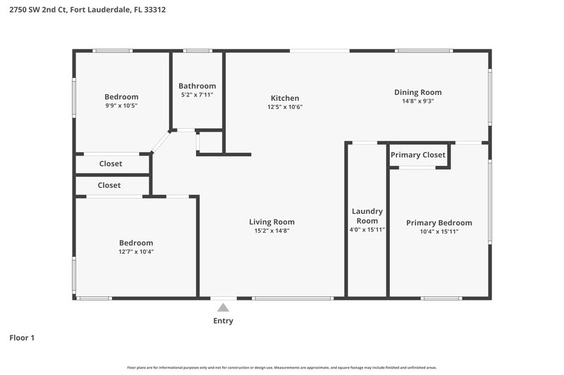 2,365/Mo, 2750 SW 2nd Court Fort Lauderdale, FL 33312 Floor Plan View