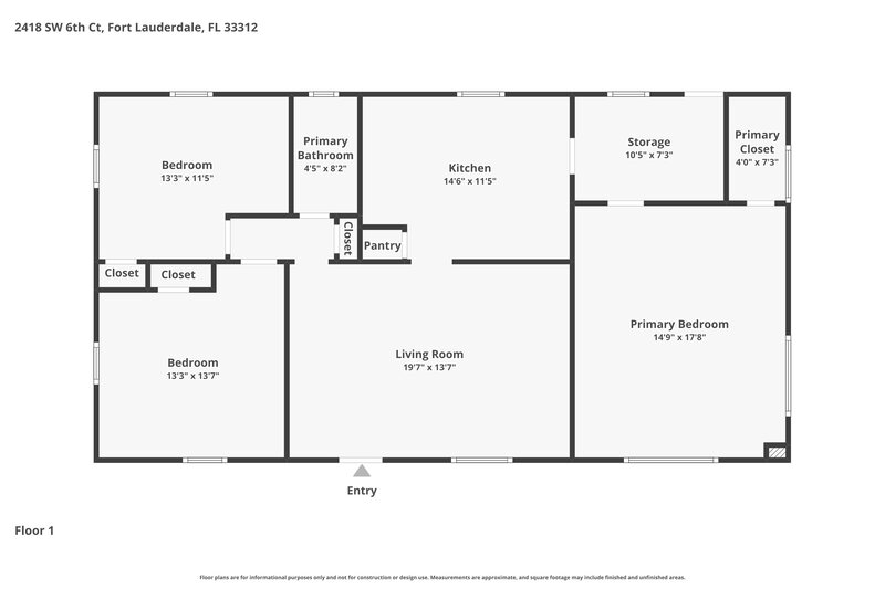 2,915/Mo, 2418 Sw 6Th Ct Fort Lauderdale, FL 33312 Floor Plan View
