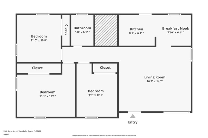 1,760/Mo, 3568 Betty Ann Court Palm Beach Gardens, FL 33403 Floor Plan View