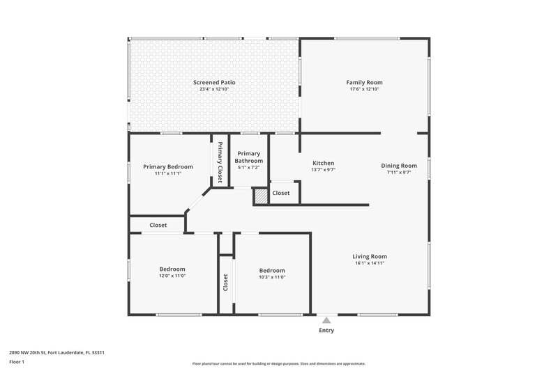 2,505/Mo, 2890 NW 20th Street Fort Lauderdale, FL 33311 Floorplan View