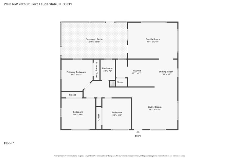 2,300/Mo, 2890 NW 20th Street Fort Lauderdale, FL 33311 Floorplan View