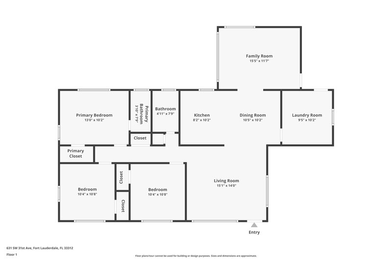 2,325/Mo, 631 SW 31st Ave Fort Lauderdale, FL 33312 Floor Plan View
