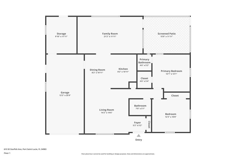 2,095/Mo, 613 SE Starfish Avenue Port Saint Lucie, FL 34983 Floor Plan View