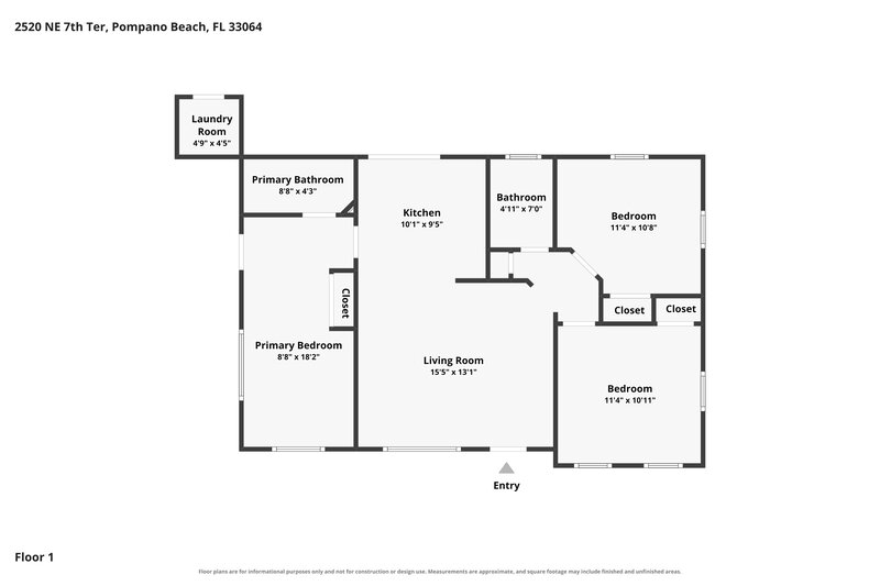 2,690/Mo, 2520 NE 7th Terrace Pompano Beach, FL 33064 Floor Plan View