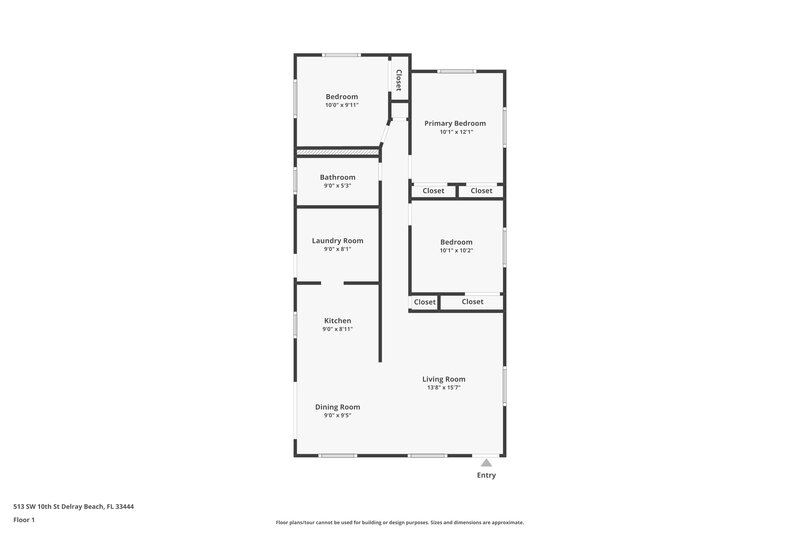 1,925/Mo, 513 SW 10th Street Delray Beach, FL 33444 Floorplan View