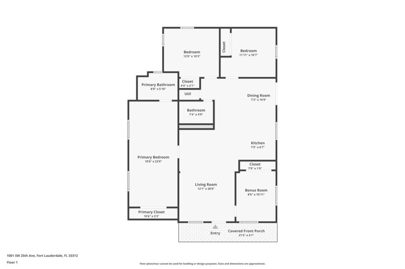 2,965/Mo, 1001 SW 25th Avenue Fort Lauderdale, FL 33312 Floorplan View