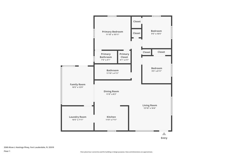 2,375/Mo, 3260 Alcee L Hastings Pkwy Lauderdale Lakes, FL 33319 Floor Plan View