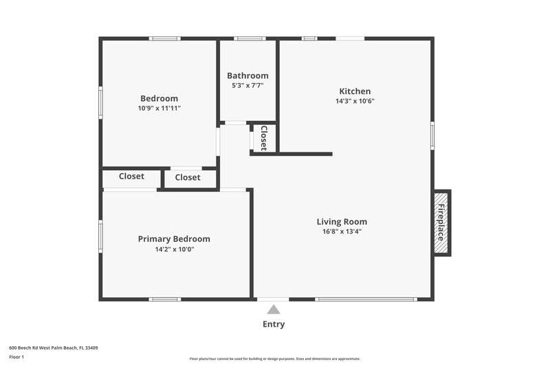 1,860/Mo, 600 Beech Road West Palm Beach, FL 33409 Floor Plan View