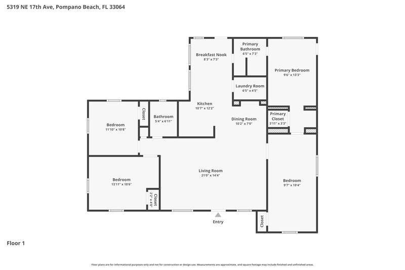 2,805/Mo, 5319 NE 17th Avenue Pompano Beach, FL 33064 Floor Plan View