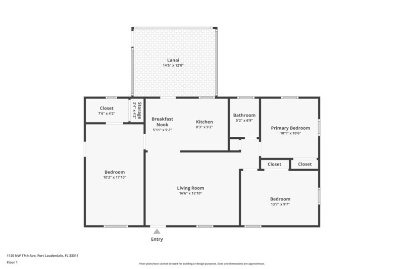 2,060/Mo, 1120 NW 17th Ave Fort Lauderdale, FL 33311 Floorplan View