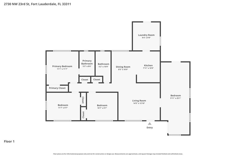 2,825/Mo, 2730 NW 23rd Street Fort Lauderdale, FL 33311 Floor Plan View