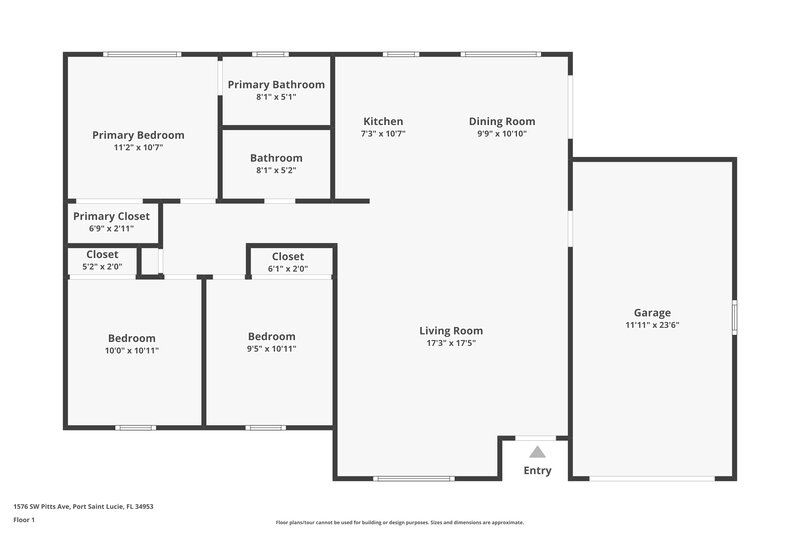 1,960/Mo, 1576 SW Pitts Avenue Port Saint Lucie, FL 34953 Floor Plan View