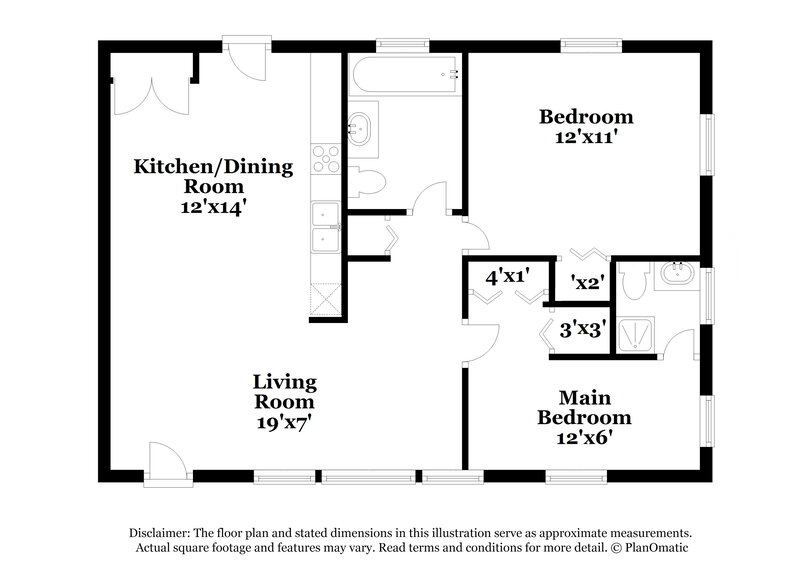 1,850/Mo, 4610 Pinewood Avenue West Palm Beach, FL 33407 Floor Plan View