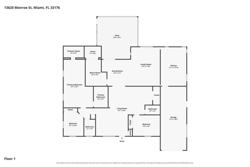 3,030/Mo, 13620 Monroe Street Miami, FL 33176 Floorplan View