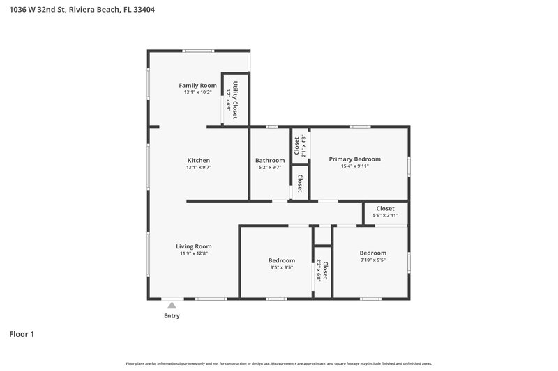 2,005/Mo, 1036 W 32nd Street Riviera Beach, FL 33404 Floor Plan View
