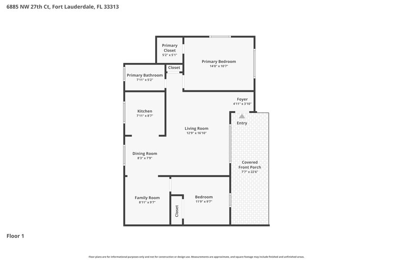 2,075/Mo, 6885 NW 27th Court Sunrise, FL 33313 Floorplan View
