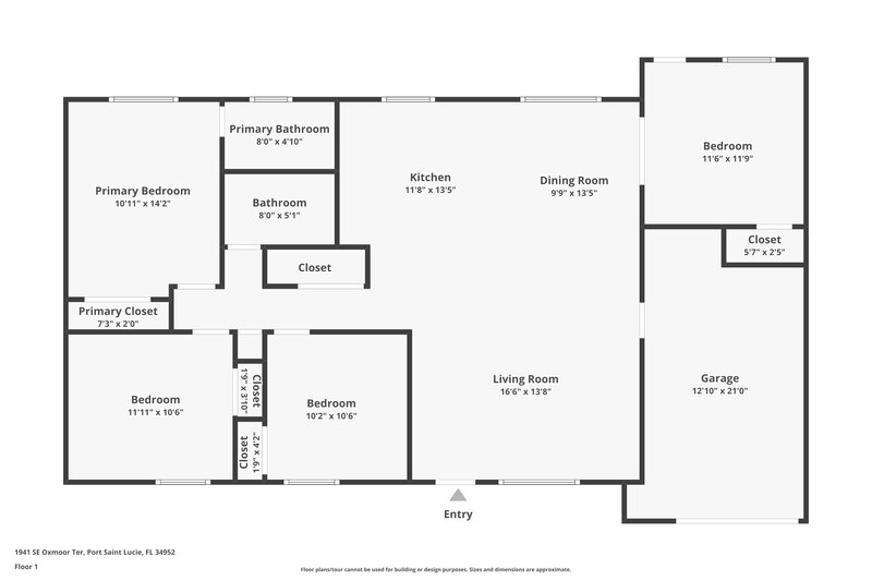 2,015/Mo, 1941 SE Oxmoor Terrace Port Saint Lucie, FL 34952 Floor Plan View