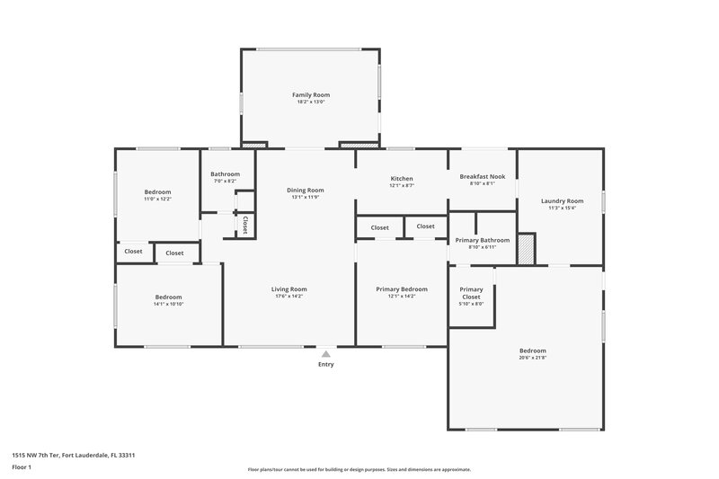 3,145/Mo, 1515 NW 7th Terrace Fort Lauderdale, FL 33311 Floor Plan View