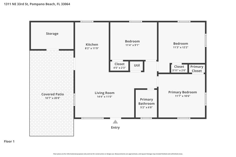 2,105/Mo, 1311 NE 33rd Street Pompano Beach, FL 33064 Floor Plan View