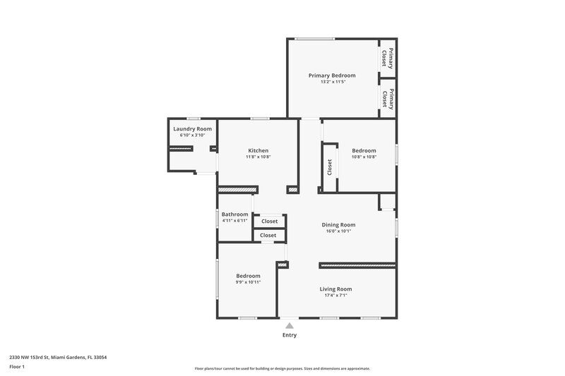 2,280/Mo, 2330 Nw 153 St Miami Gardens, FL 33054 Floor Plan View