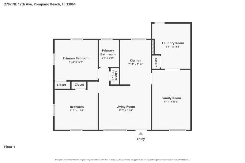 2,720/Mo, 2797 NE 12th Avenue Pompano Beach, FL 33064 Floorplan View