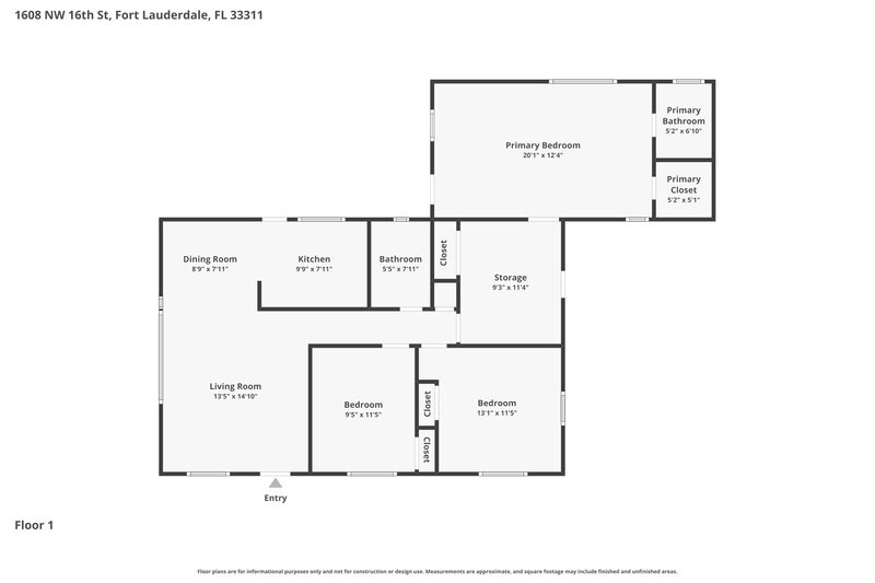 2,755/Mo, 1608 NW 16th Street Fort Lauderdale, FL 33311 Floor Plan View