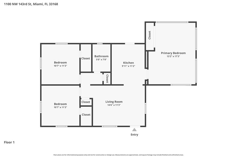 2,705/Mo, 1100 NW 143rd Street Miami, FL 33168 Floorplan View