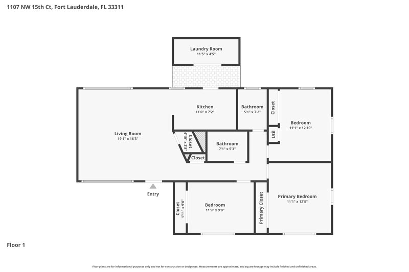 2,515/Mo, 1107 Nw 15 Ct Fort Lauderdale, FL 33311 Floor Plan View