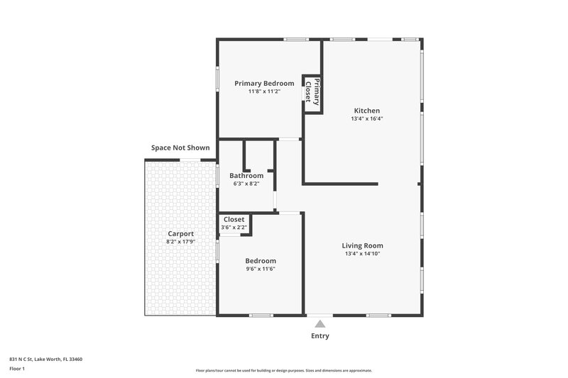 1,765/Mo, 831 N C Street Lake Worth Beach, FL 33460 Floor Plan View