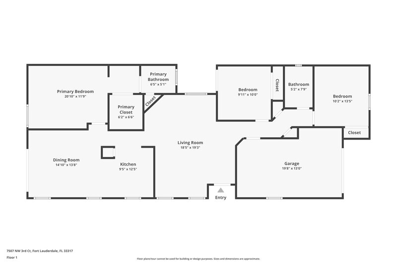 2,895/Mo, 7507 NW 3rd Ct Plantation, FL 33317 Floor Plan View