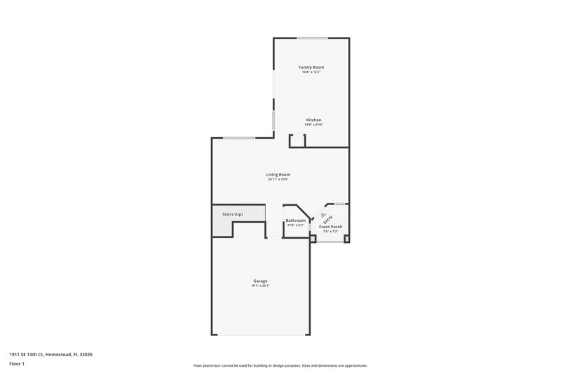 2,585/Mo, 1911 SE 14th Ct Homestead, FL 33035 Floorplan View