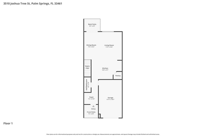 2,565/Mo, 3510 Joshua Tree St Palm Springs, FL 33461 Floor Plan View