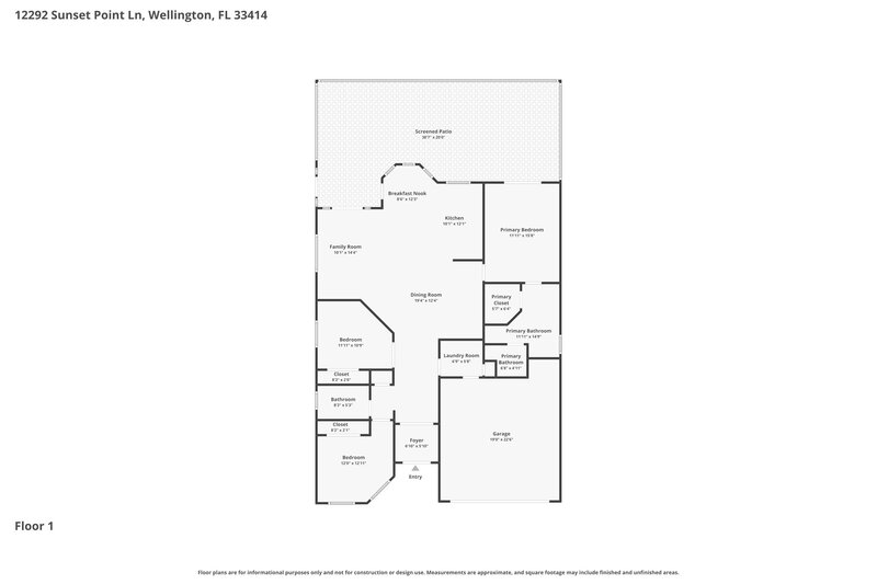 2,905/Mo, 12292 Sunset Point Ln Wellington, FL 33414 Floor Plan View