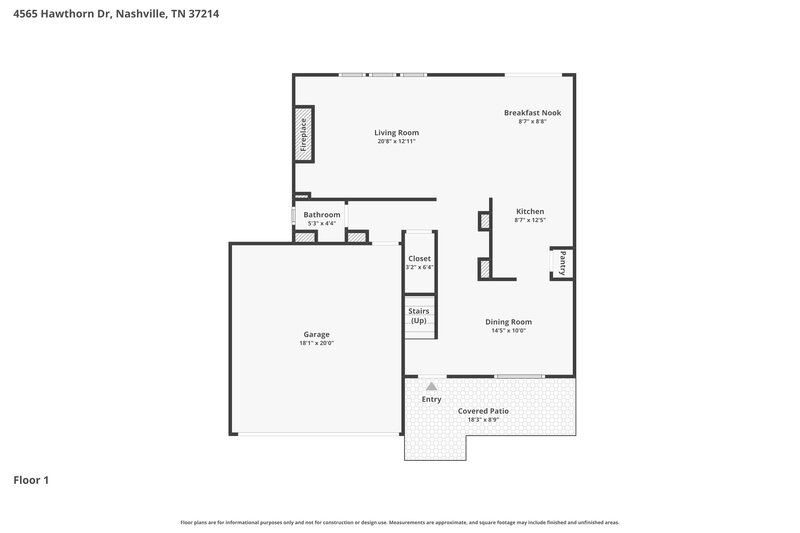 2,550/Mo, 4565 Hawthorn Dr Nashville, TN 37214 Floor Plan View