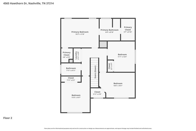 2,550/Mo, 4565 Hawthorn Dr Nashville, TN 37214 Floor Plan View 2