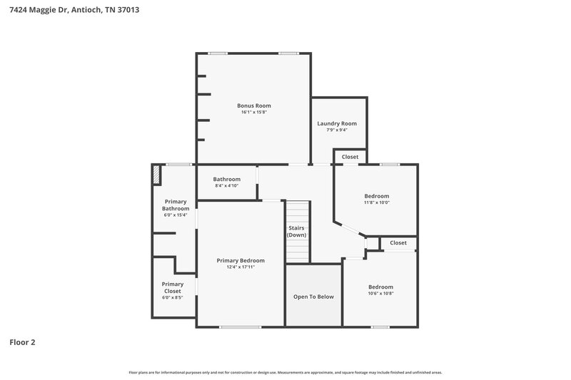2,165/Mo, 7424 Maggie Dr Antioch, TN 37013 Floor Plan View 2