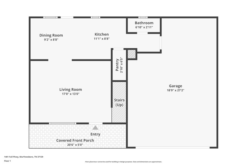 1,925/Mo, 1401 Fall Parkway Murfreesboro, TN 37129 Floor Plan View