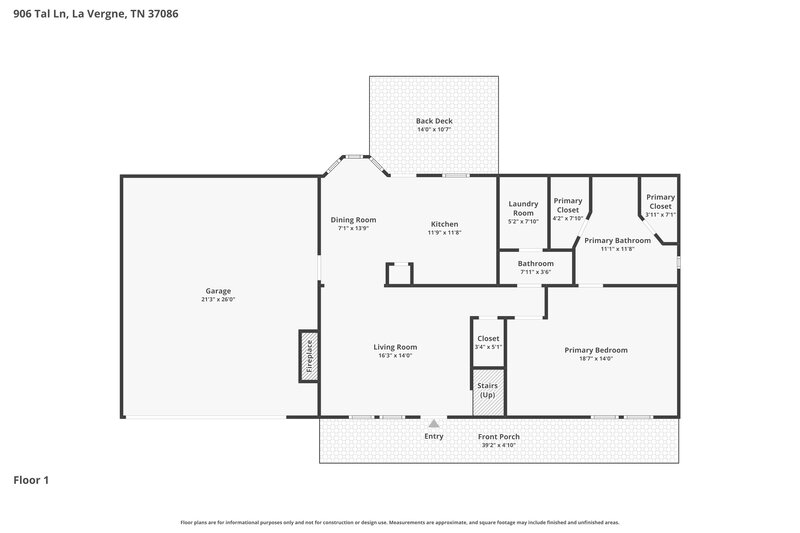 2,170/Mo, 906 Tal Ln La Vergne, TN 37086 Floor Plan View